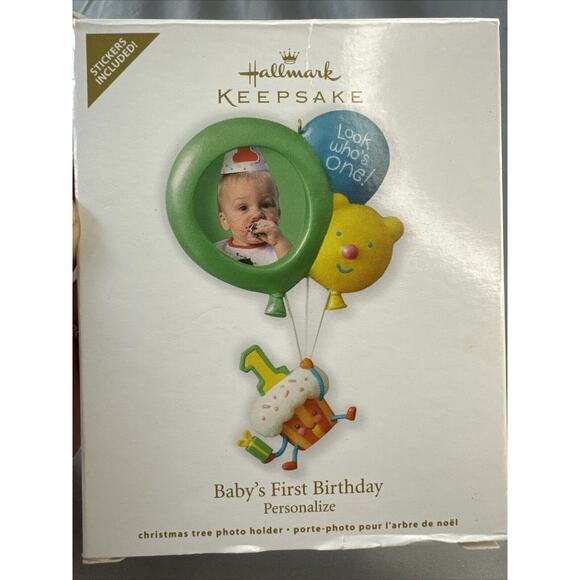Hallmark Photo Holder Ornament Baby's 1st Birthday 2012 Balloons‎ Personalize - Picture 1 of 6